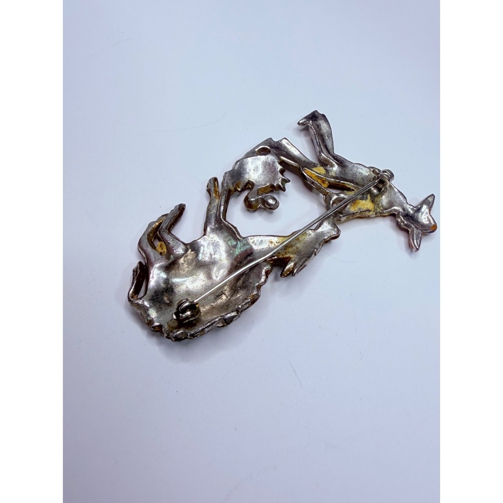 Vintage 1940s Bauman-Massa Enamel Rhinestone Stubborn Donkey Mexican Pin Brooch - Picture 3 of 5